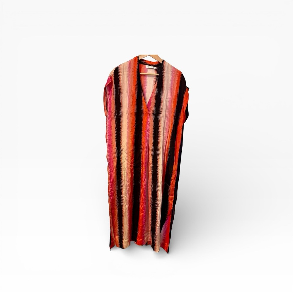 Vibrant Striped Kaftan Dress